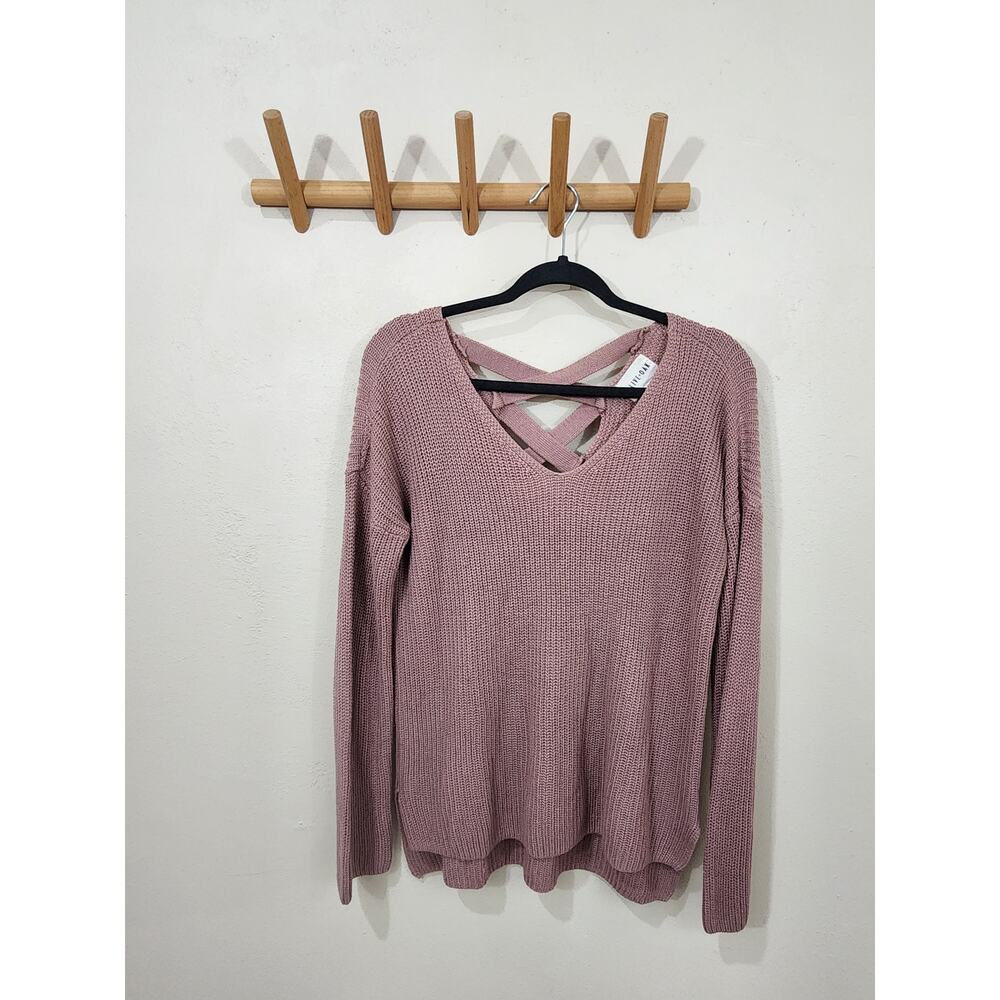Olive and Oak Mauve Cut Out Back Knit Sweater Womens Size Medium